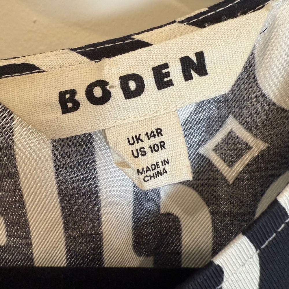 Boden Black & White Geometric Print Maxi Dress US 10R UK 14R Career Casual - Picture 7 of 9